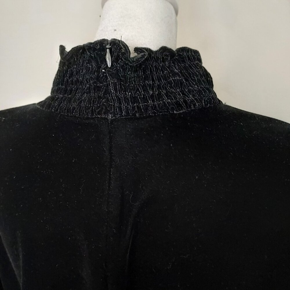 Black Puff-Sleeve Mini Dress with High Neck - Picture 6 of 15